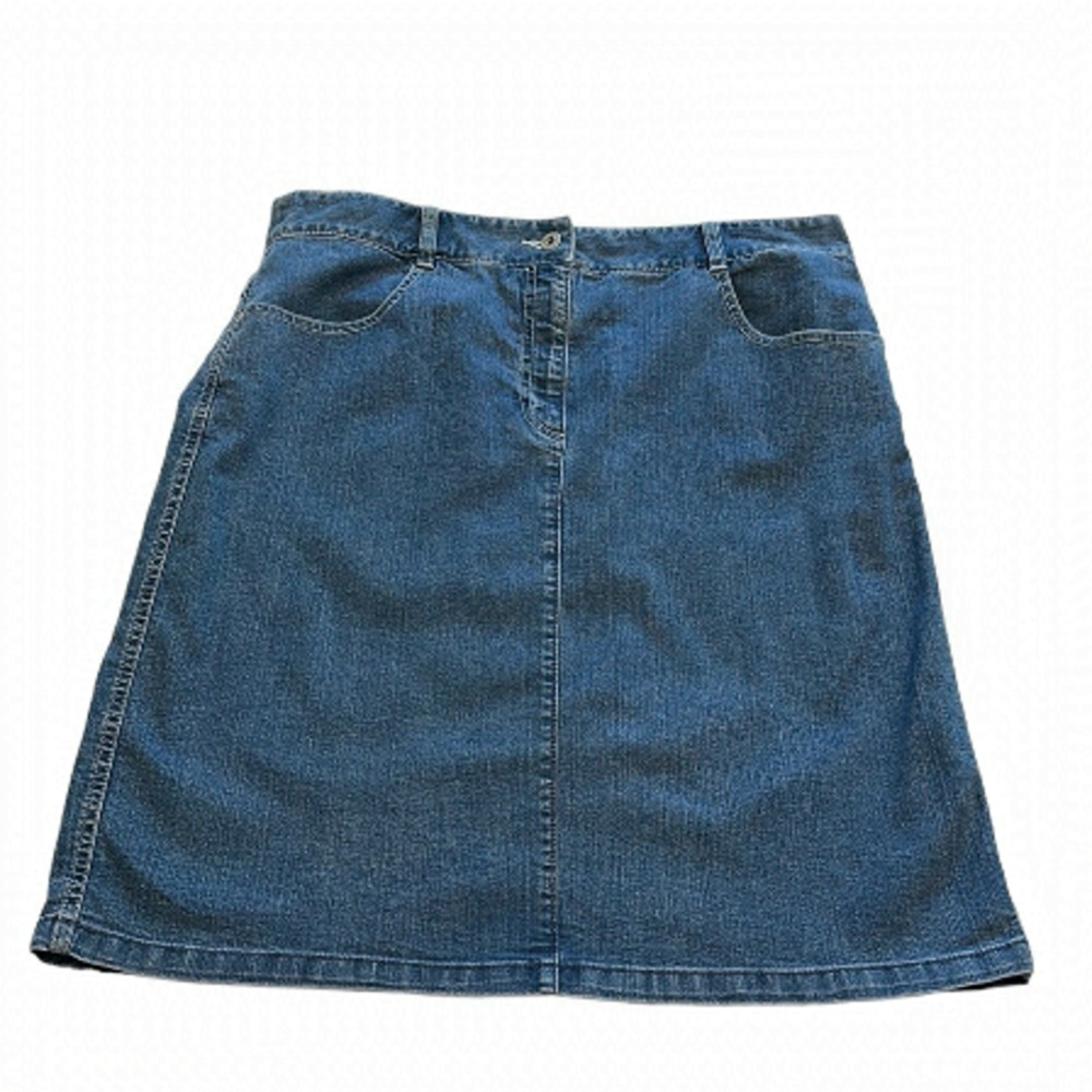 Northern Reflections 90s High Waisted Denim Jean A-Line Skirt Blue - Size 14